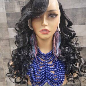 this girl is a natural color 1b lacefrontal human hair wig